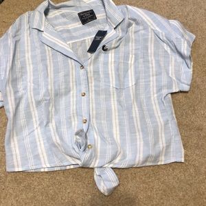 brand new s blue and white striped Abercrombie top
